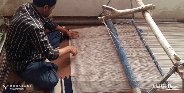 Weaving loom of Persian Kilim-Boustani